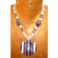 Necklaces, Handmade From Shell And Glassbead.