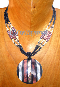 Necklaces, Handmade From Shell, Bone And Glassbead.