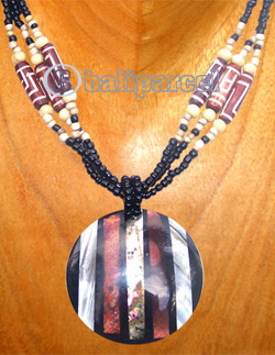 Necklaces, Handmade From Shell, Bone And Glassbead.