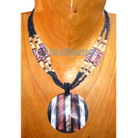 Necklaces, Handmade From Shell, Bone And Glassbead.
