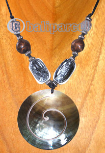 Necklaces, Handmade From Shell, Wooden Bead And Cotton String.
