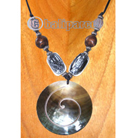 Necklaces, Handmade From Shell, Wooden Bead And Cotton String.