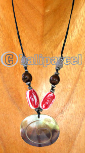 Necklaces, Handmade From Shell, Wooden Bead And Cotton String.