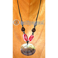 Necklaces, Handmade From Shell, Wooden Bead And Cotton String.