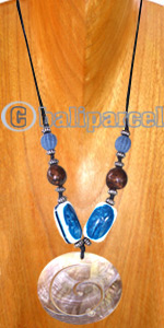 Necklaces, Handmade From Shell, Wooden Bead And Cotton String.