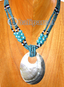 Necklaces, Handmade From Shell And Glassbead
