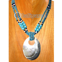 Necklaces, Handmade From Shell And Glassbead