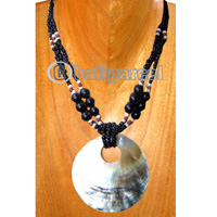 Necklaces, Handmade From Shell And Glassbead.