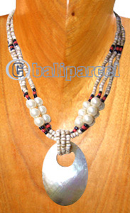 Necklaces, Handmade From Shell And Glassbead