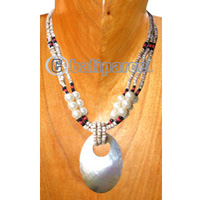 Necklaces, Handmade From Shell And Glassbead