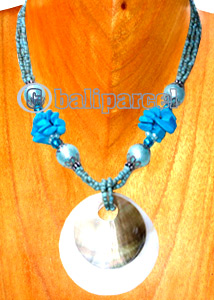 Necklaces, Handmade From Shell, Resin And Glassbead