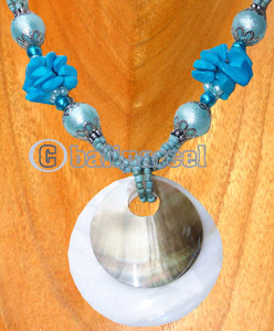 Necklaces, Handmade From Shell, Resin And Glassbead