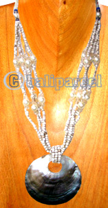 Necklaces, Handmade From Shell And Glassbead