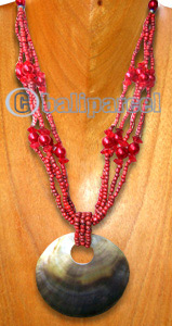 Necklaces, Handmade From Shell And Glassbead