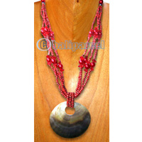Necklaces, Handmade From Shell And Glassbead