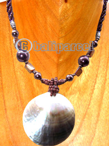 Necklaces, Handmade From Shell And Glassbead
