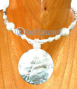 Necklaces, Handmade From Shell And Glassbead