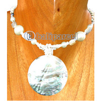 Necklaces, Handmade From Shell And Glassbead