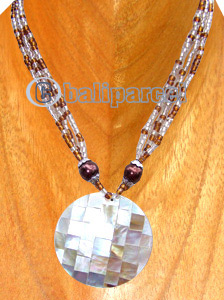 Necklaces, Handmade From Shell And Glassbead.