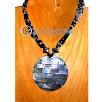 Necklaces, Handmade From Shell And Glassbead