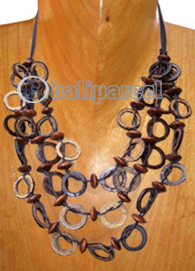 Necklaces, Handmade From Coconut And String.