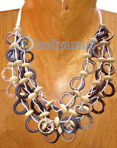 Necklaces, Handmade From Coconut And String.