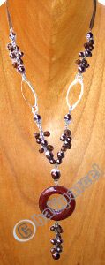 Necklaces, Handmade From Stone And Glassbead.