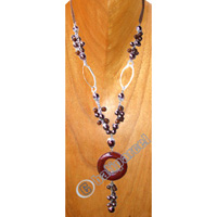 Necklaces, Handmade From Stone And Glassbead.