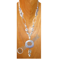 Necklaces, Handmade From Stone And Glassbead.