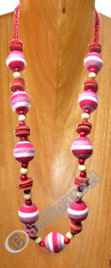 Necklaces, Handmade From Glassbead And Cotton Ball.
