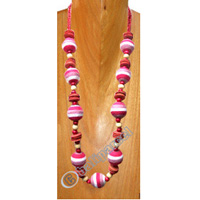 Necklaces, Handmade From Glassbead And Cotton Ball.