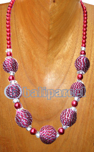Necklaces, Handmade From Glassbead And Cotton Ball.