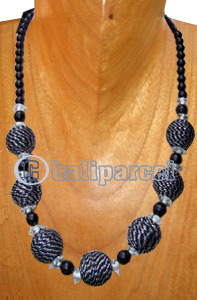 Necklaces, Handmade From Glassbead And Cotton Ball.