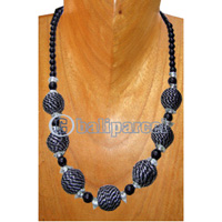 Necklaces, Handmade From Glassbead And Cotton Ball.