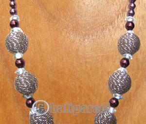 Necklaces, Handmade From Glassbead And Cotton Ball.