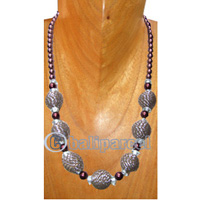 Necklaces, Handmade From Glassbead And Cotton Ball.