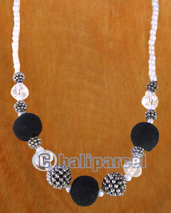 Necklaces, Handmade From Glassbead And Cotton Ball.