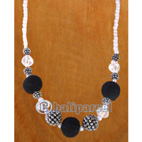 Necklaces, Handmade From Glassbead And Cotton Ball.