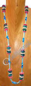 Necklaces, Handmade From Wooden And Glass Beads With Stone.