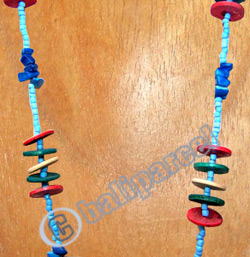 Necklaces, Handmade From Wooden And Glass Beads With Stone.