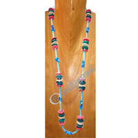 Necklaces, Handmade From Wooden And Glass Beads With Stone.