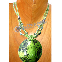 Necklaces, Handmade From Glassbead And Wooden Painting .