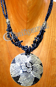 Necklaces, Handmade From Glassbead And Wooden Painting .