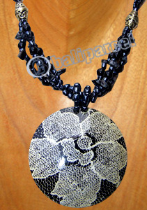 Necklaces, Handmade From Glassbead And Wooden Painting .