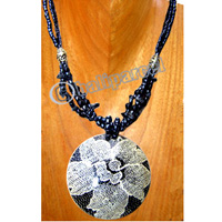Necklaces, Handmade From Glassbead And Wooden Painting .