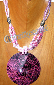 Necklaces, Handmade From Glassbead And Wooden Painting .