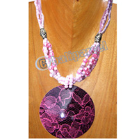 Necklaces, Handmade From Glassbead And Wooden Painting .