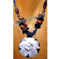 Necklaces, Handmade From Glassbead, Wooden Bead And Wooden Painting .