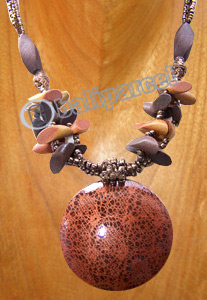 Necklaces, Handmade From Glassbead, Wooden Bead And Wooden Painting .