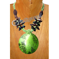 Necklaces, Handmade From Glassbead, Wooden Bead And Wooden Painting .
